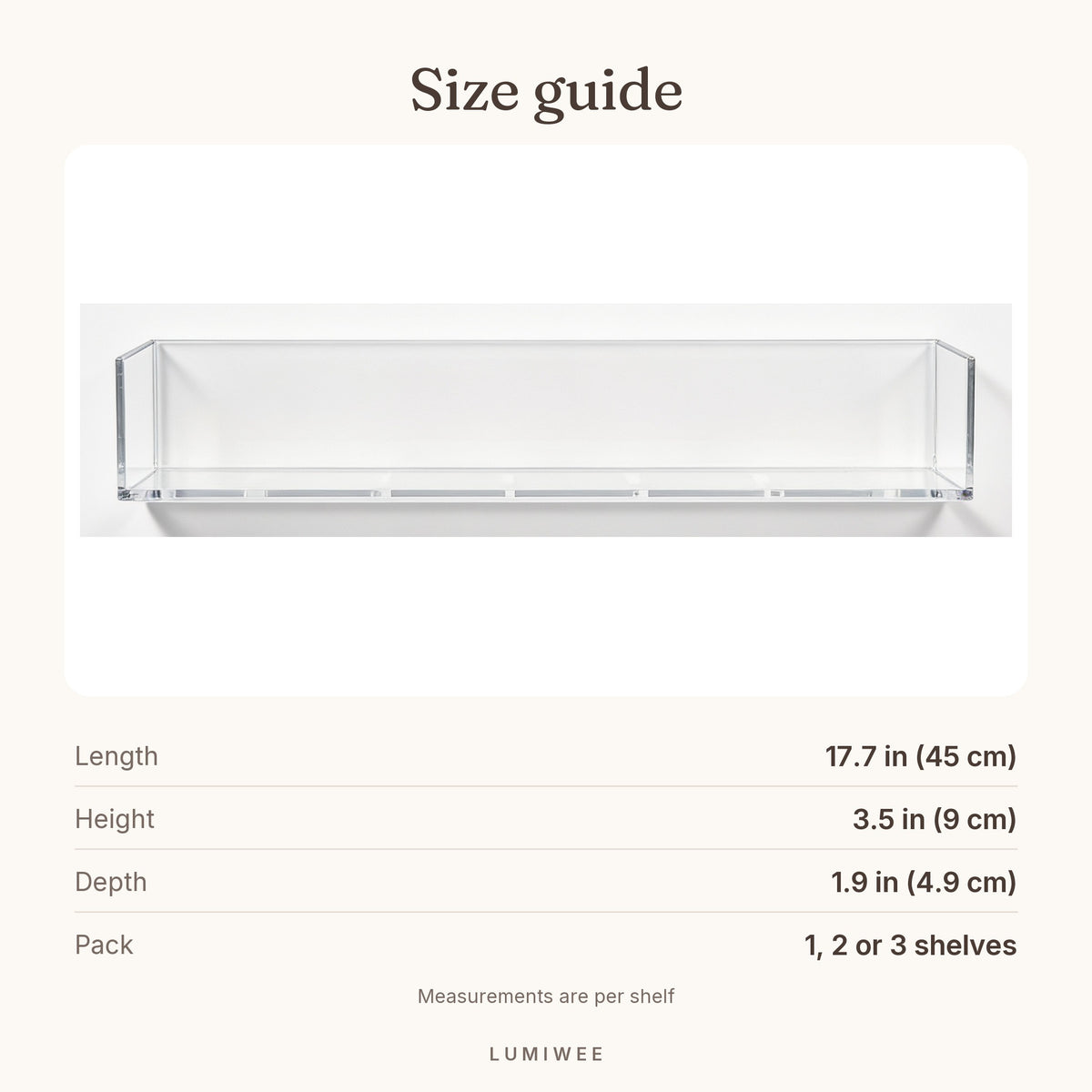 Lumiwee infographic: Aspen - Size guide