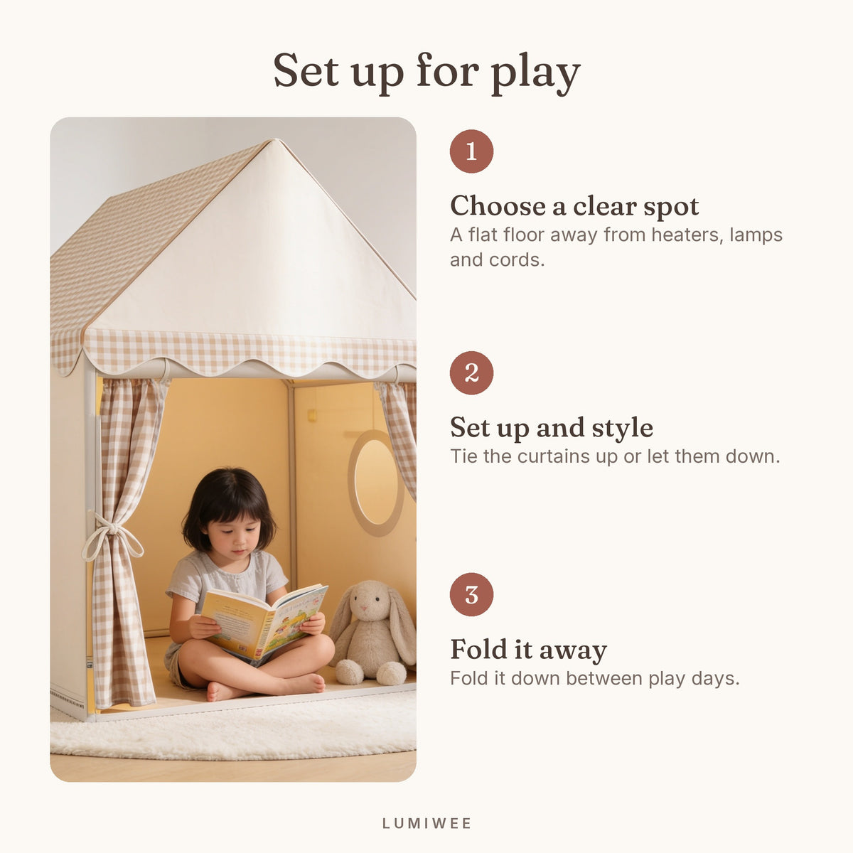 Lumiwee infographic: Hideout - Set up for play