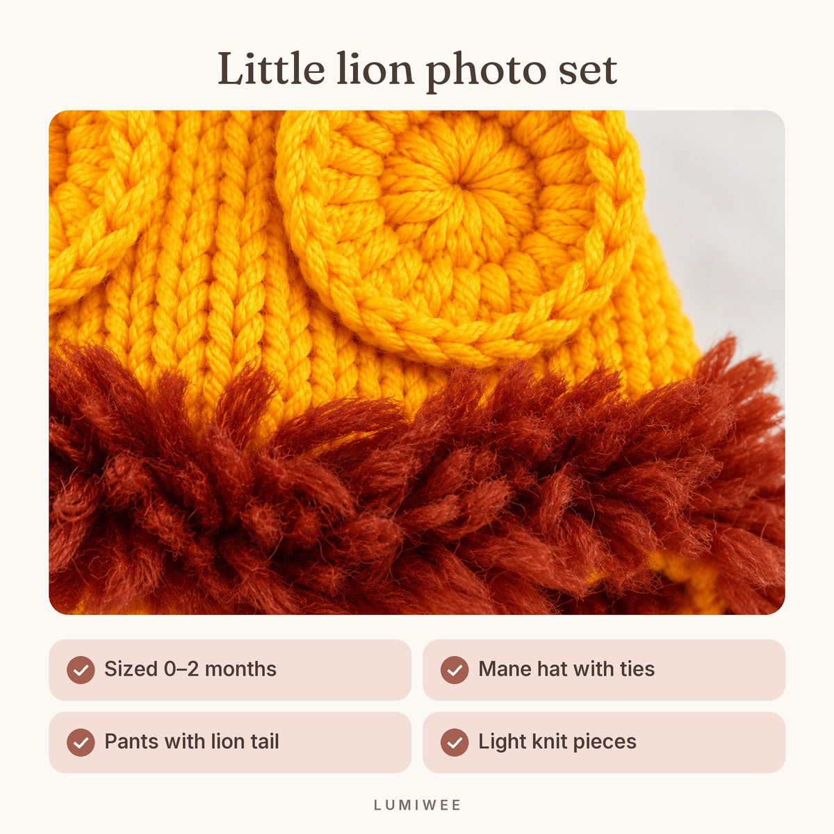 Lumiwee infographic: Lion & Bunny Photo Props - Little lion photo set