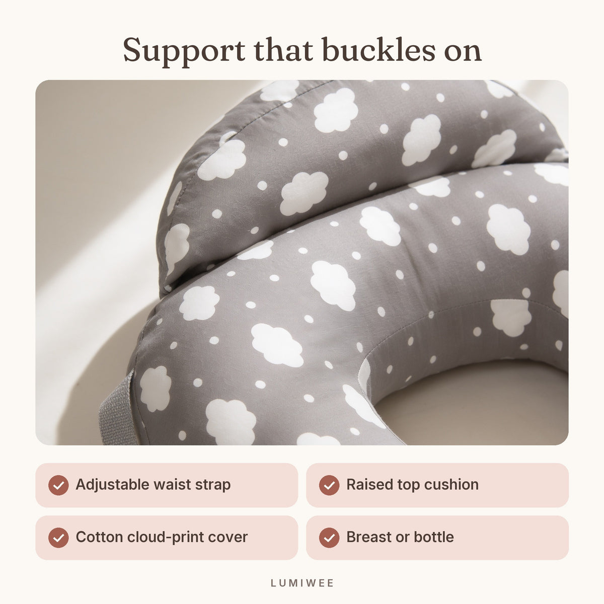 Lumiwee infographic: Nursing - Support that buckles on