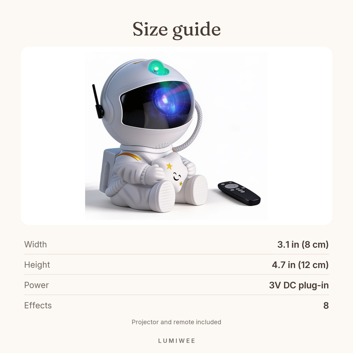Lumiwee infographic: Orbit - Size guide