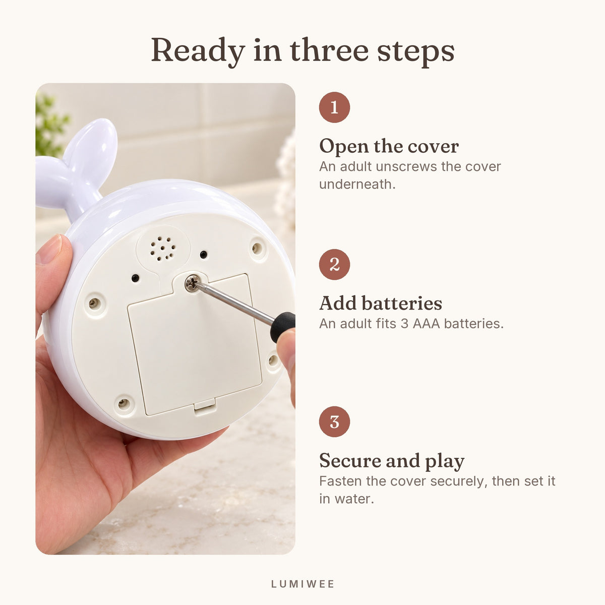 Lumiwee infographic: Spout - Ready in three steps