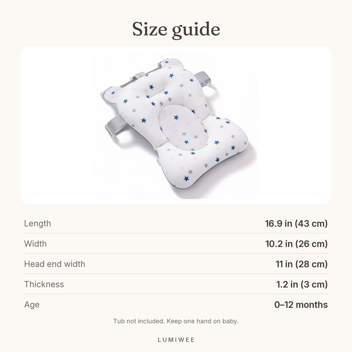 Lumiwee infographic: Starry - Size guide