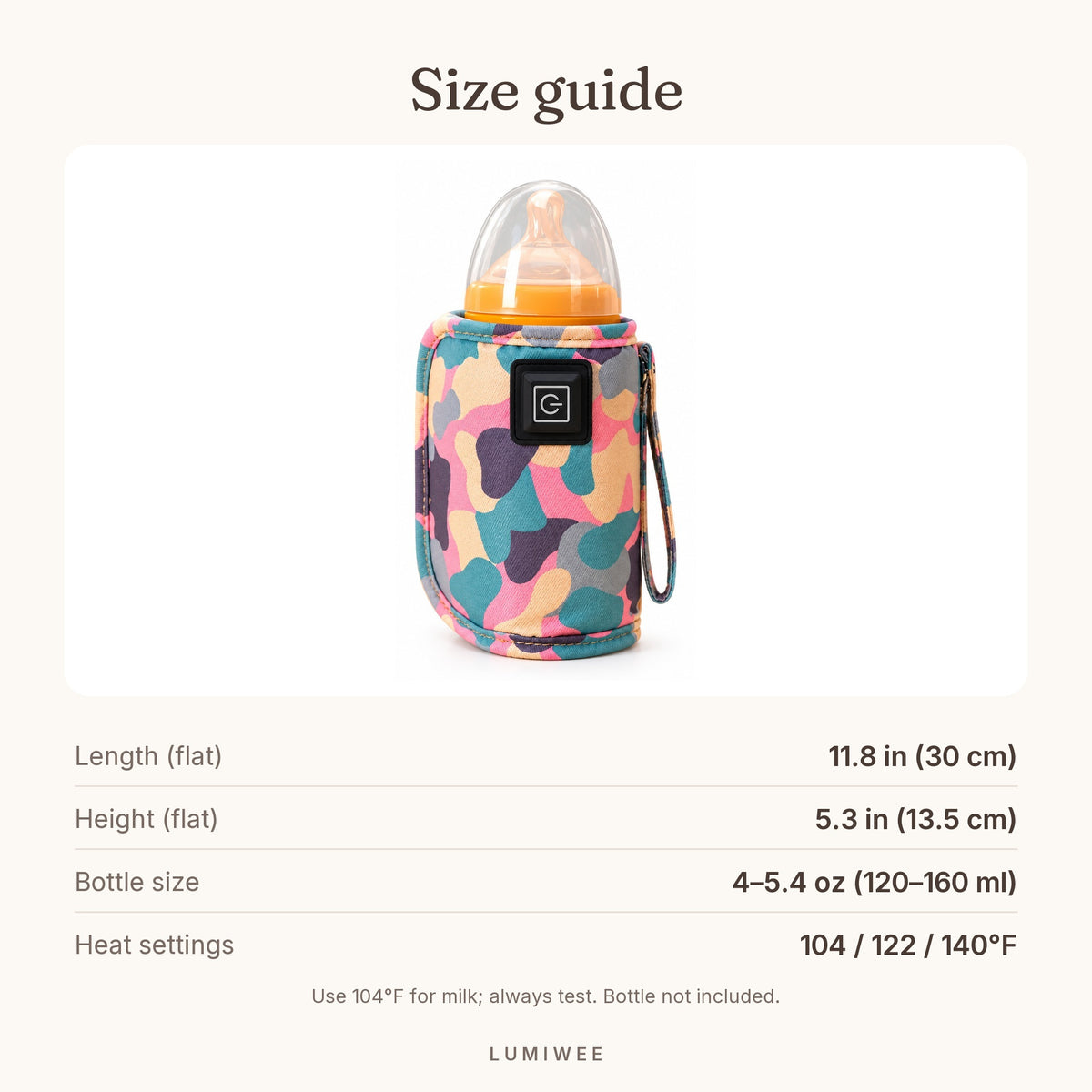 Lumiwee infographic: USBWarmer - Size guide