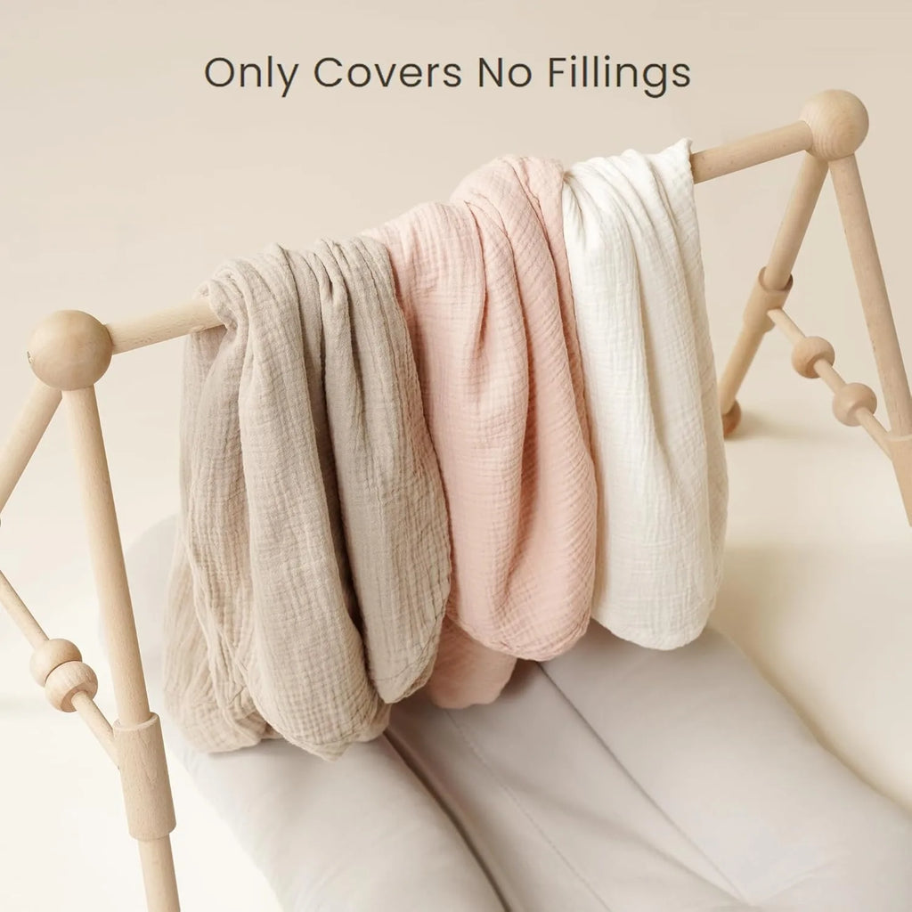 Muslin Cotton Newborn Baby Nest Slipcover Soft and Breathable Lounger Cover for Infant Girls Boys Gifts 2PCS Baby Lounger Cover