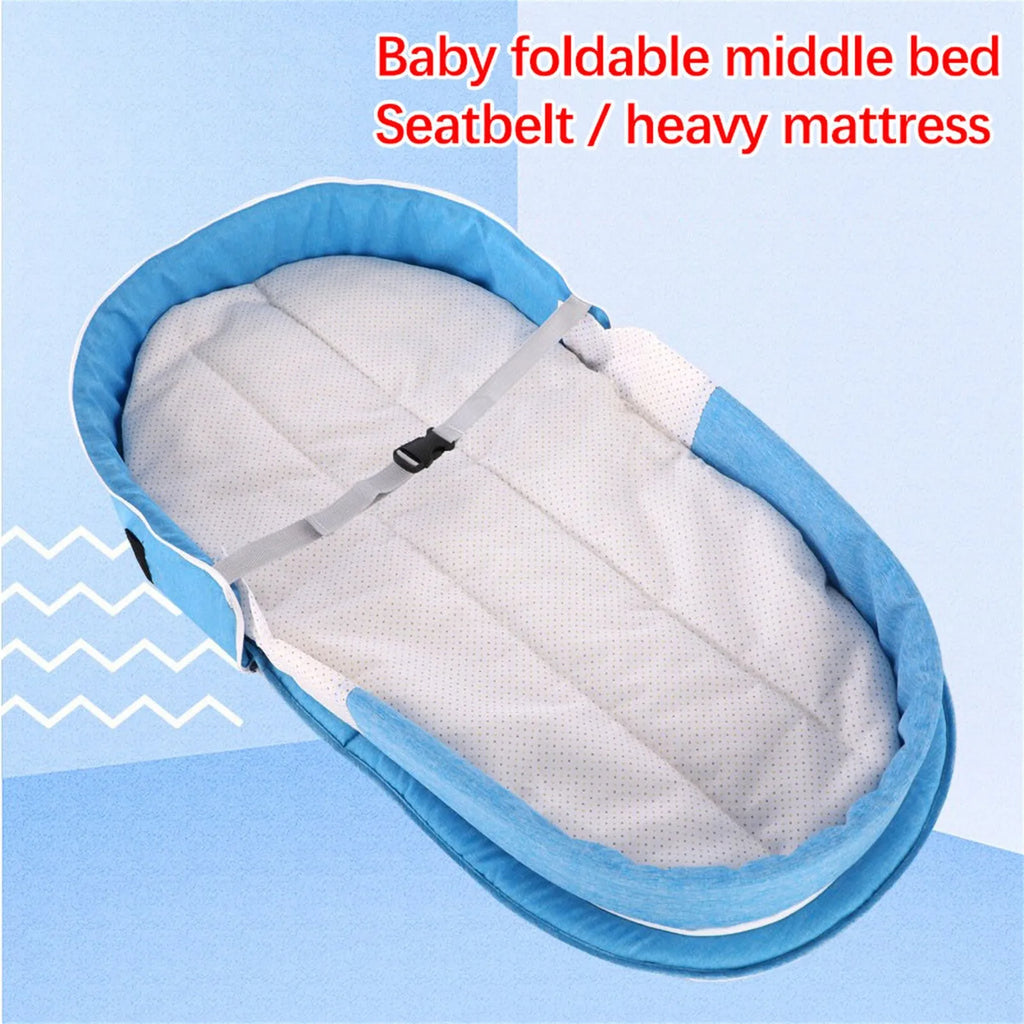 Lumiwee Folding Portable Baby Crib with Net & Canopy