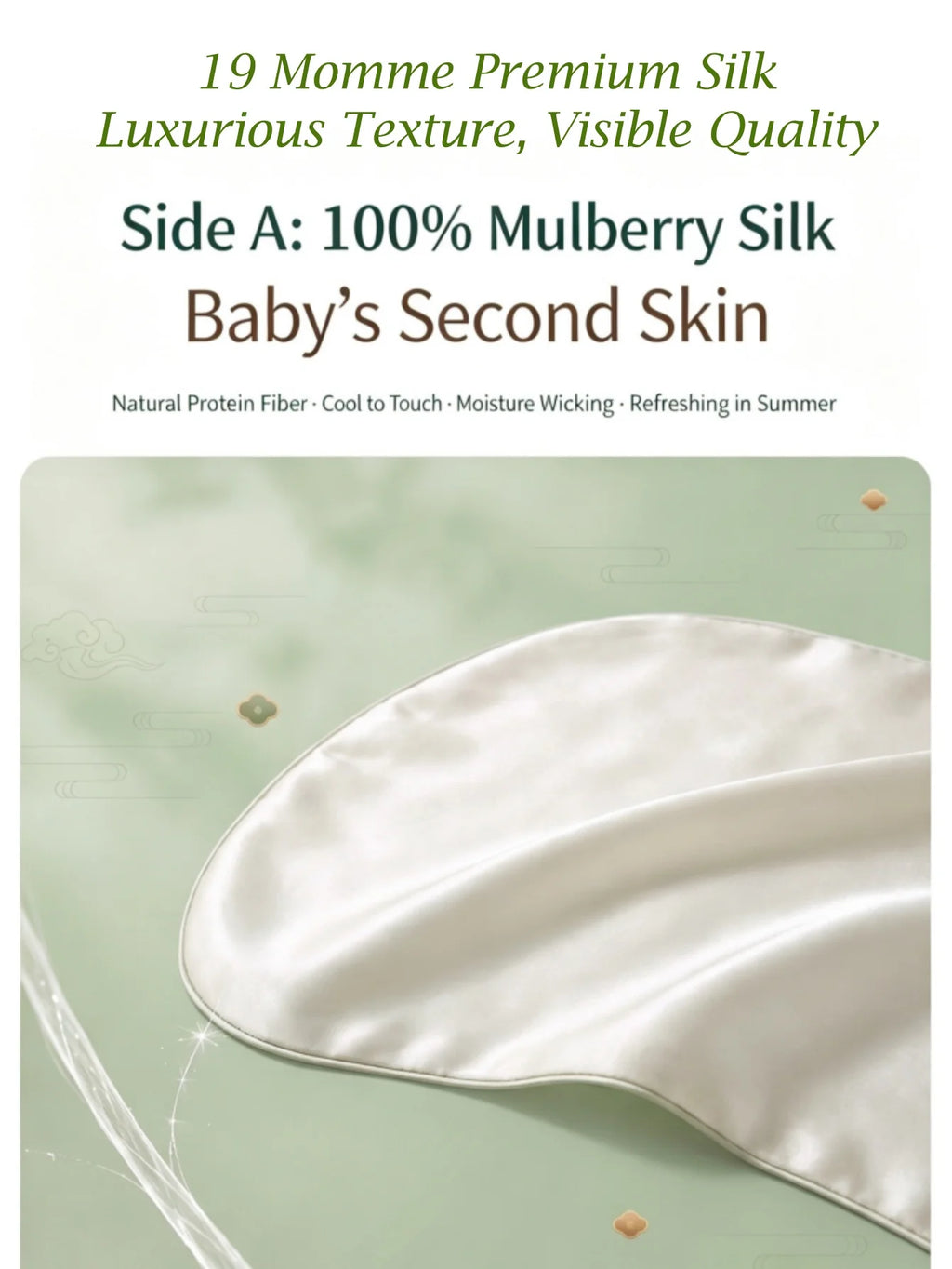 Soft Silk Cloud Baby Pillow Breathable Infant Neck Support Cushion, Zero‑Flat Height Sleep Pillow for Newborns