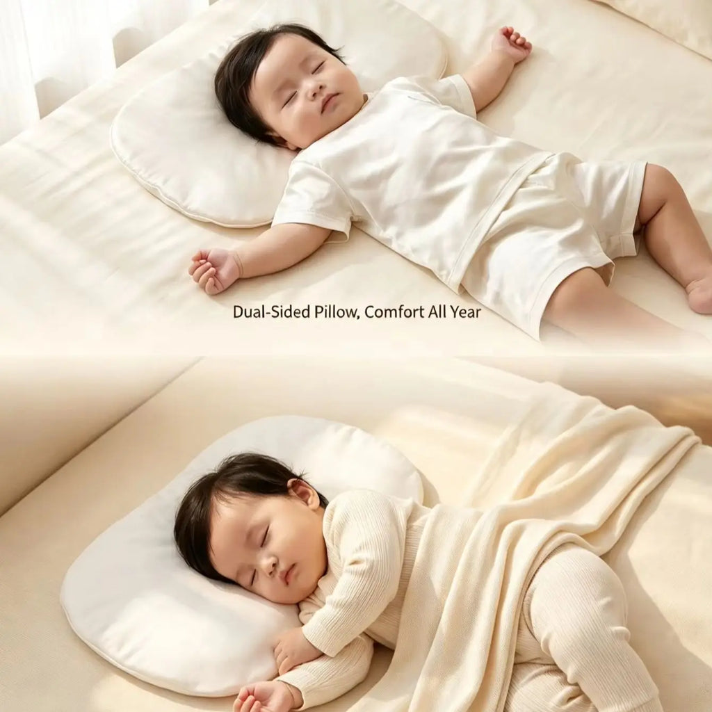 Soft Silk Cloud Baby Pillow Breathable Infant Neck Support Cushion, Zero‑Flat Height Sleep Pillow for Newborns