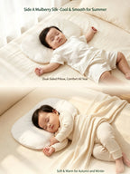 Soft Silk Cloud Baby Pillow Breathable Infant Neck Support Cushion, Zero‑Flat Height Sleep Pillow for Newborns