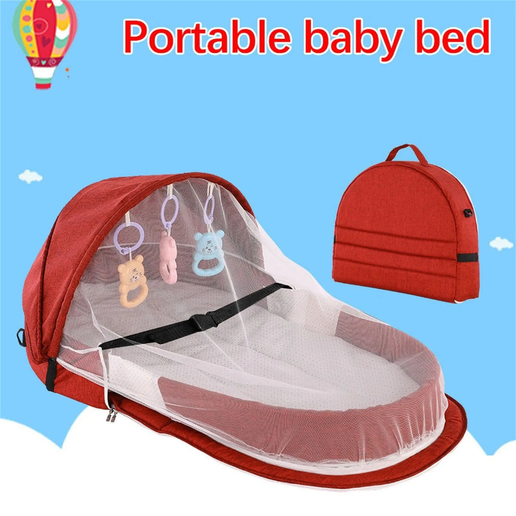 Lumiwee Folding Portable Baby Crib with Net & Canopy