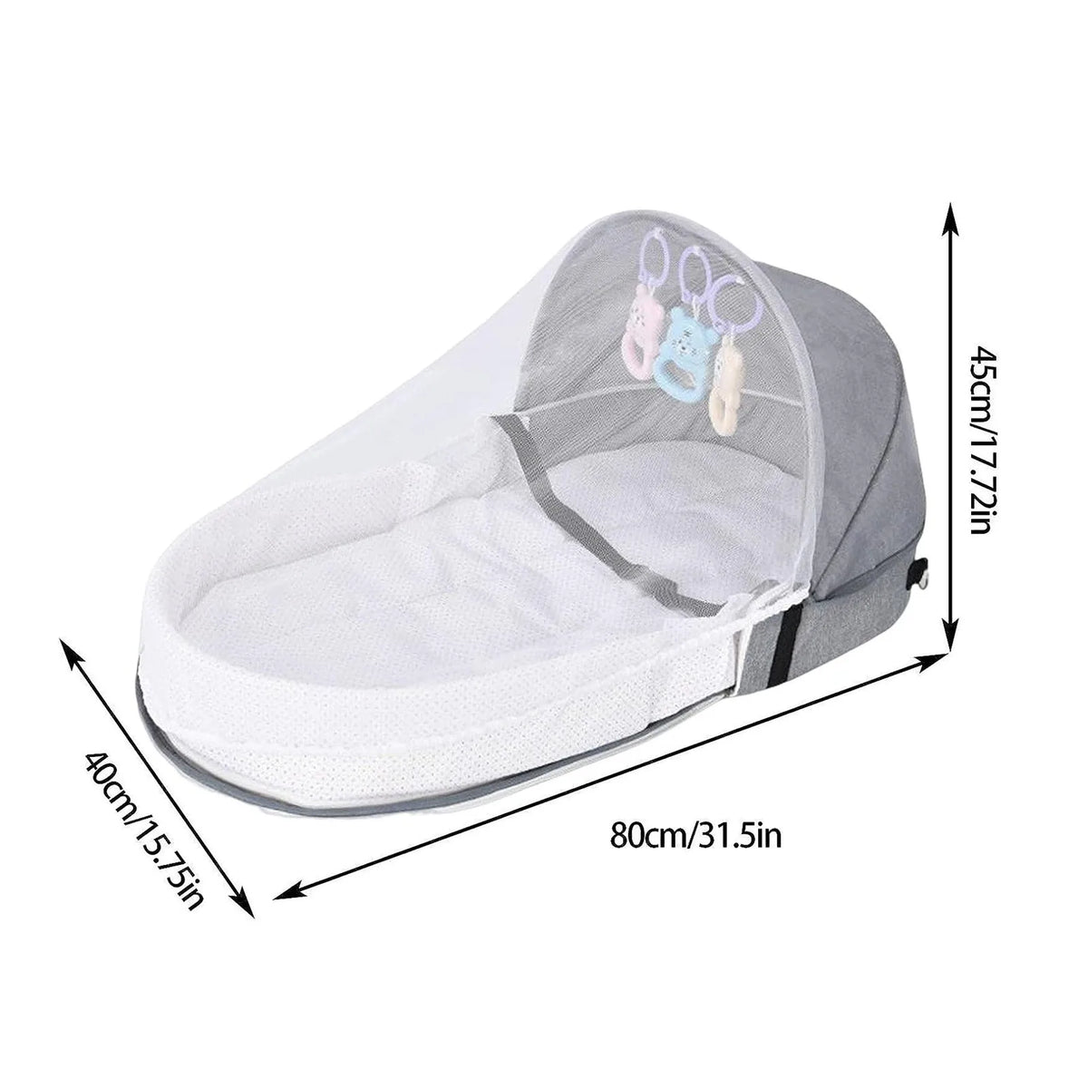 Lumiwee Folding Portable Baby Crib with Net & Canopy