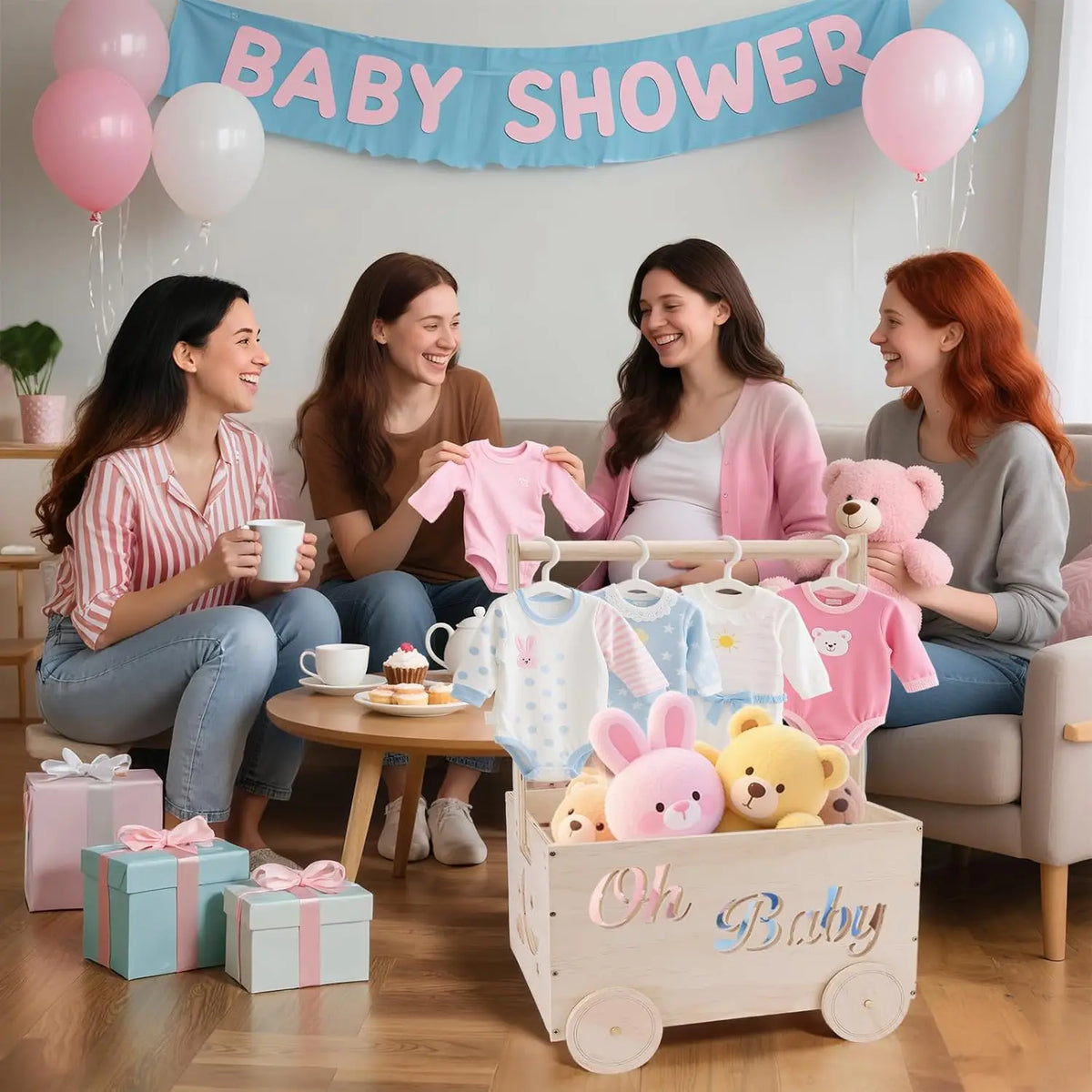 Lumiwee Acorn Baby Shower Gift Crate & Wooden Toy Box