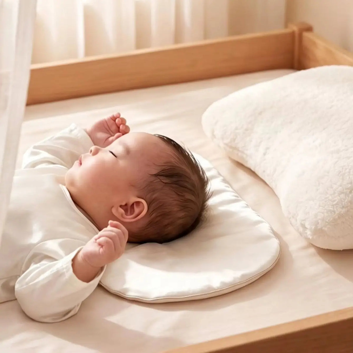 Soft Silk Cloud Baby Pillow Breathable Infant Neck Support Cushion, Zero‑Flat Height Sleep Pillow for Newborns