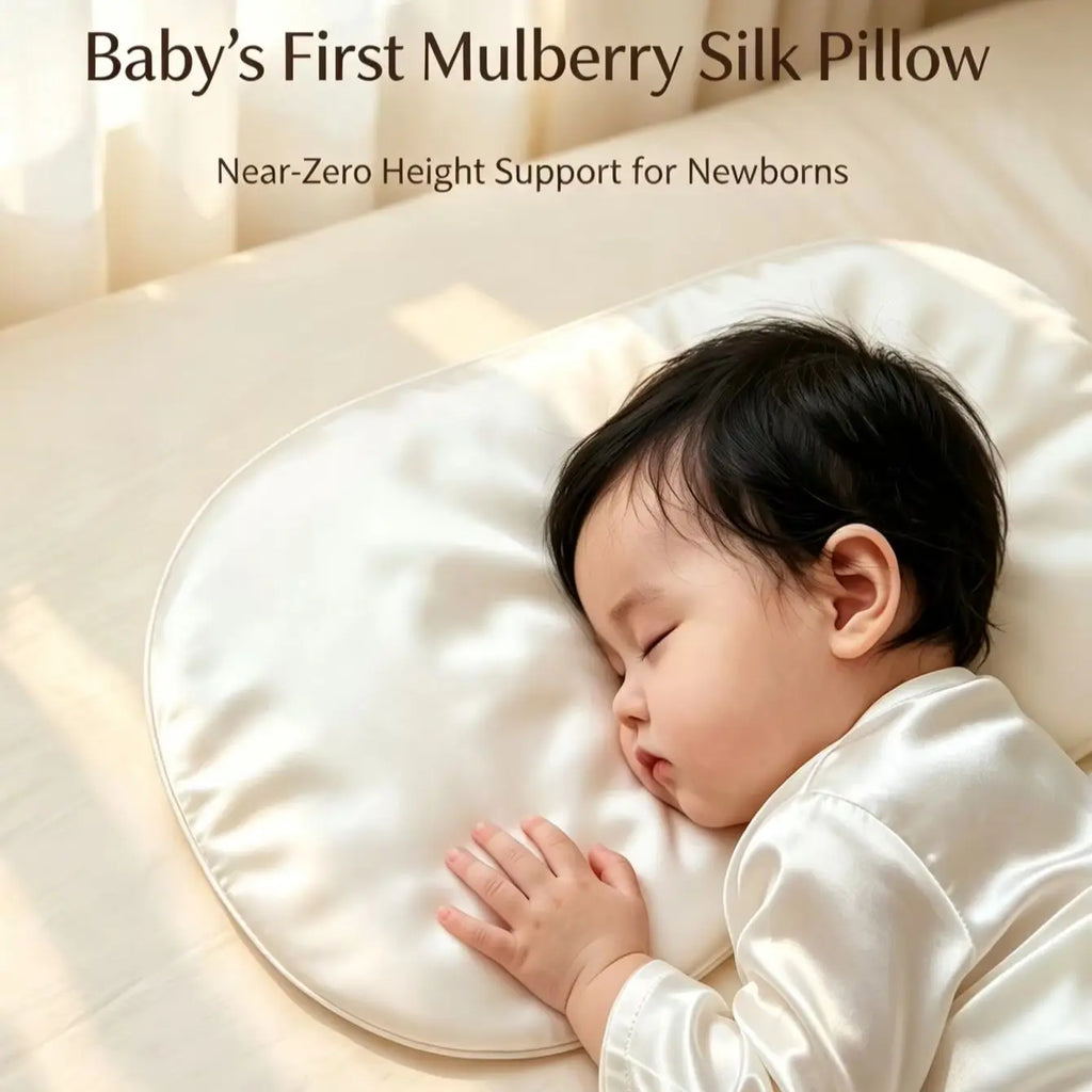 Soft Silk Cloud Baby Pillow Breathable Infant Neck Support Cushion, Zero‑Flat Height Sleep Pillow for Newborns