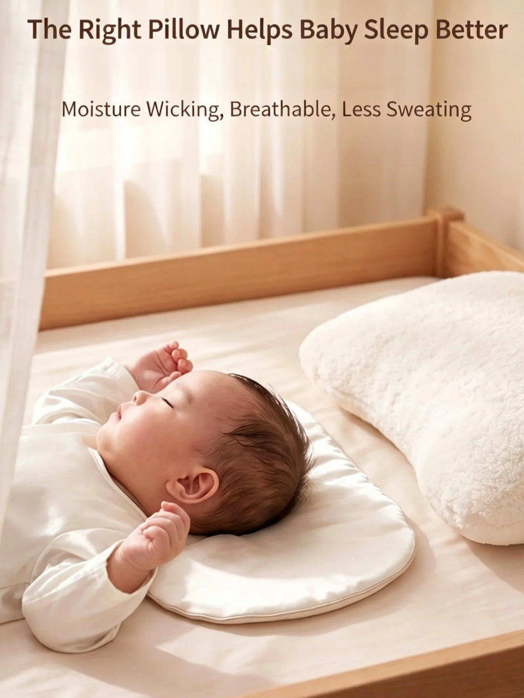 Soft Silk Cloud Baby Pillow Breathable Infant Neck Support Cushion, Zero‑Flat Height Sleep Pillow for Newborns
