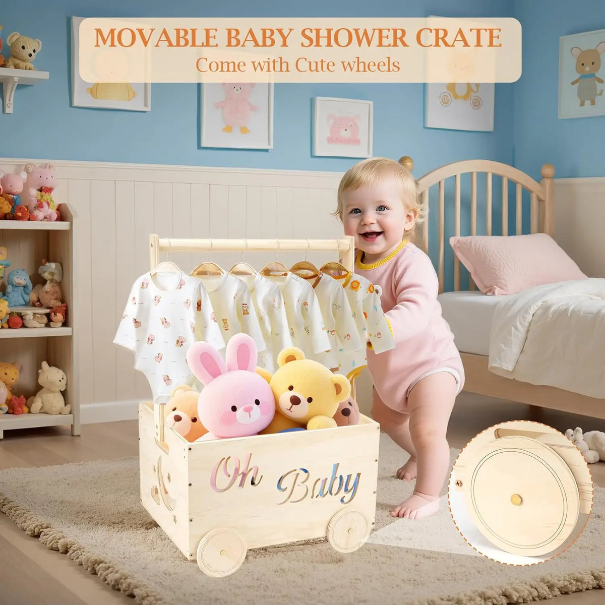 Lumiwee Acorn Baby Shower Gift Crate & Wooden Toy Box