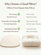 Soft Silk Cloud Baby Pillow Breathable Infant Neck Support Cushion, Zero‑Flat Height Sleep Pillow for Newborns