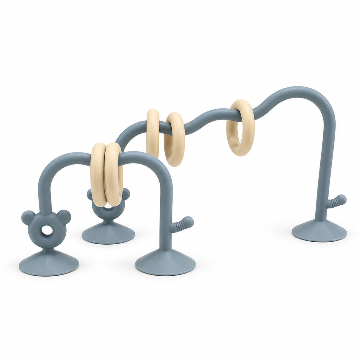 Lumiwee Abacus Suction Cup Toy for High Chairs: sea blue two-piece suction-cup abacus toy on a white background