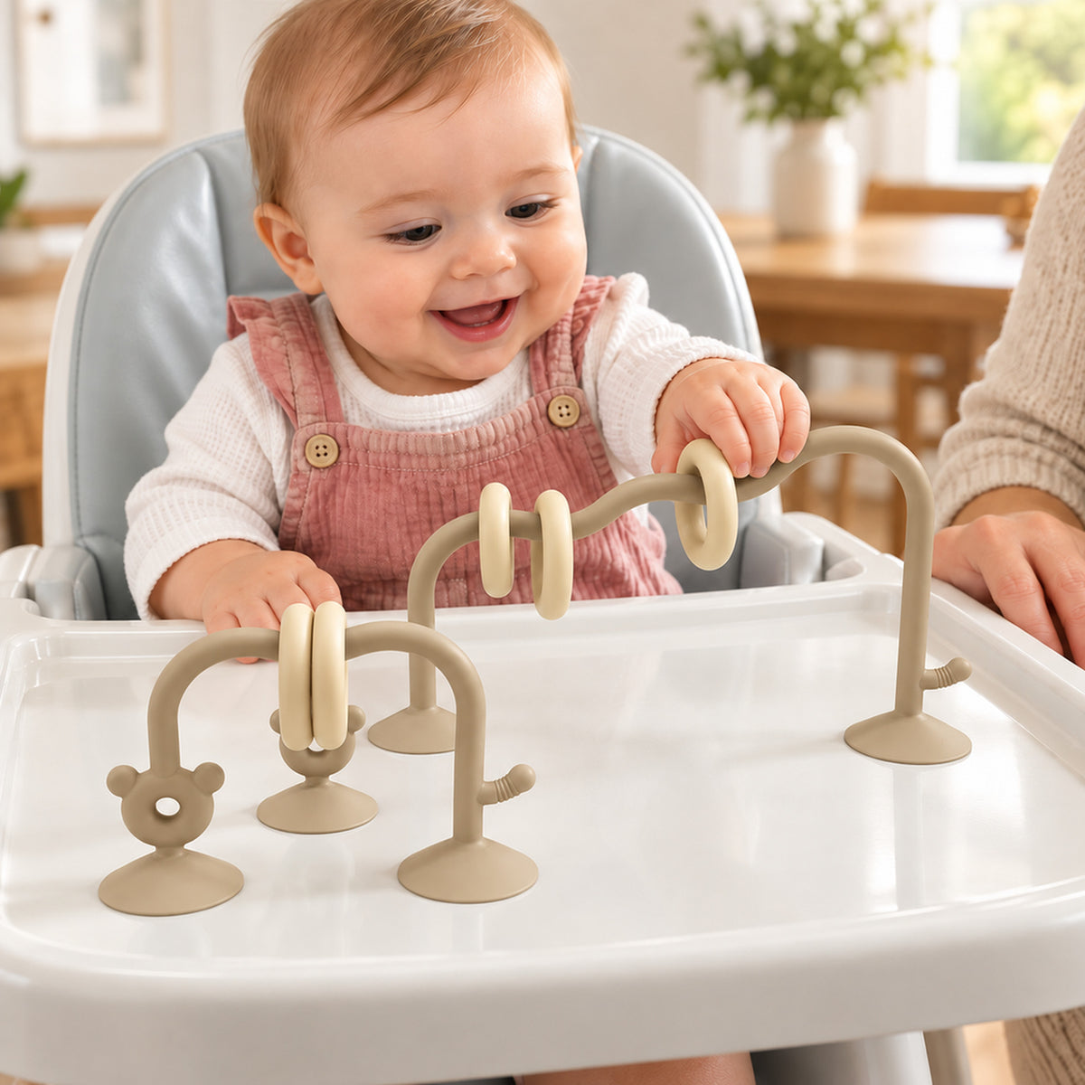 Lumiwee Abacus Suction Cup Toy for High Chairs, Beige option