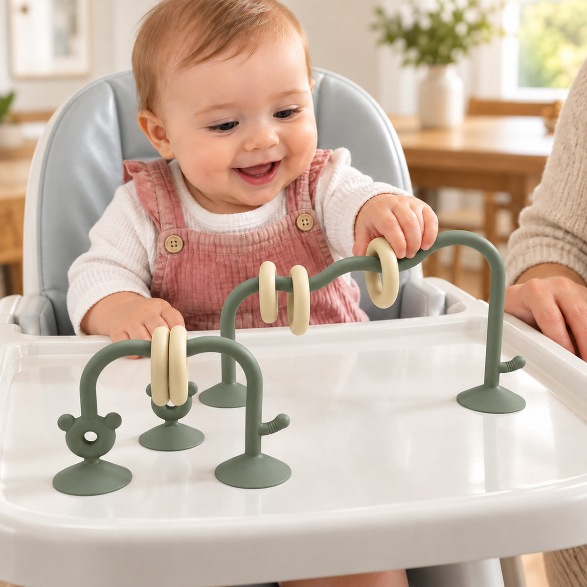 Lumiwee Abacus Suction Cup Toy for High Chairs, Sage Green option