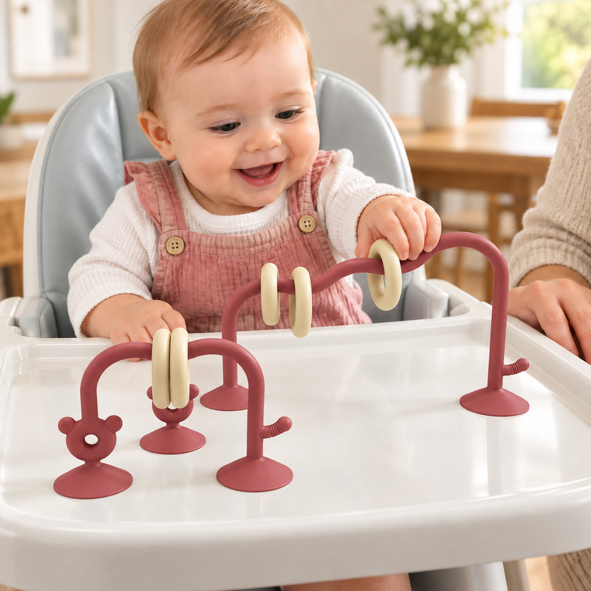 Lumiwee Abacus Suction Cup Toy for High Chairs, Wine Red option
