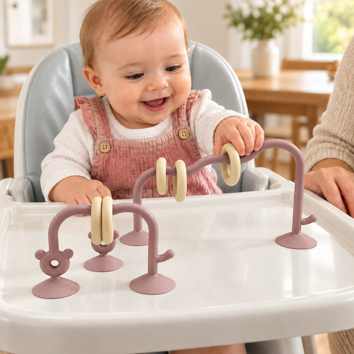 Lumiwee Abacus Suction Cup Toy for High Chairs, Mauve option