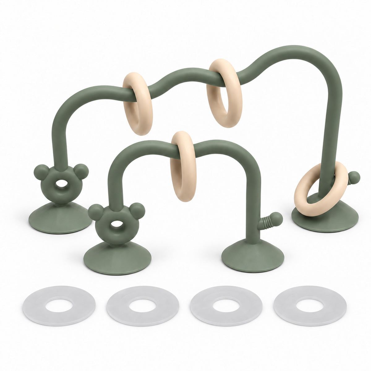 Lumiwee Abacus Suction Cup Toy for High Chairs, Sage Green + 4 Suction Gaskets option