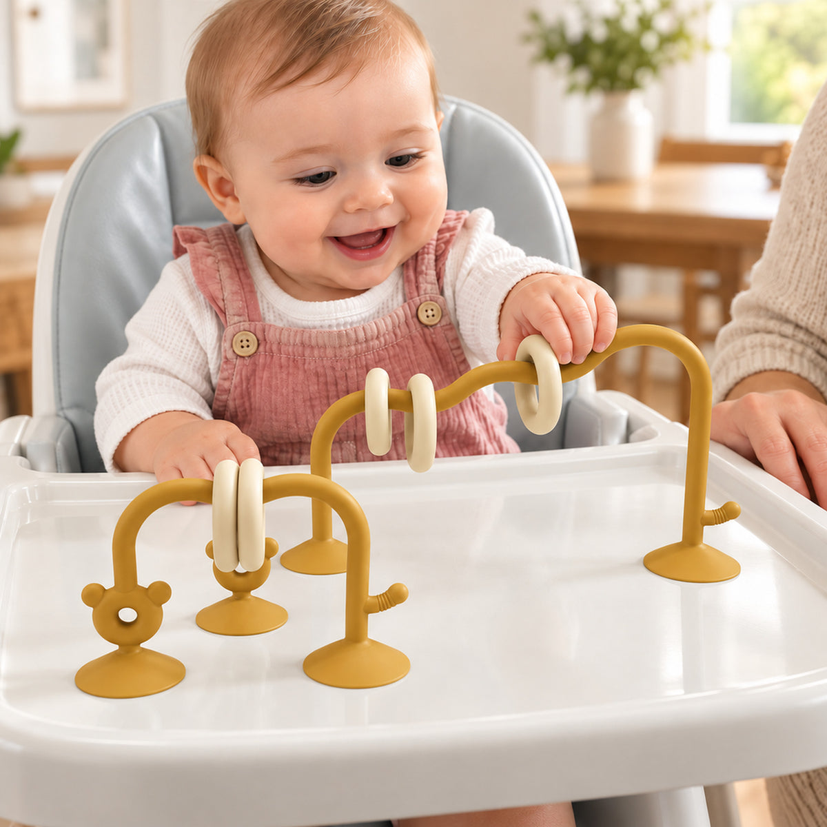 Lumiwee Abacus Suction Cup Toy for High Chairs, Mustard option