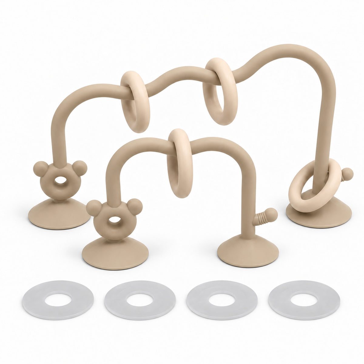 Lumiwee Abacus Suction Cup Toy for High Chairs, Beige + 4 Suction Gaskets option