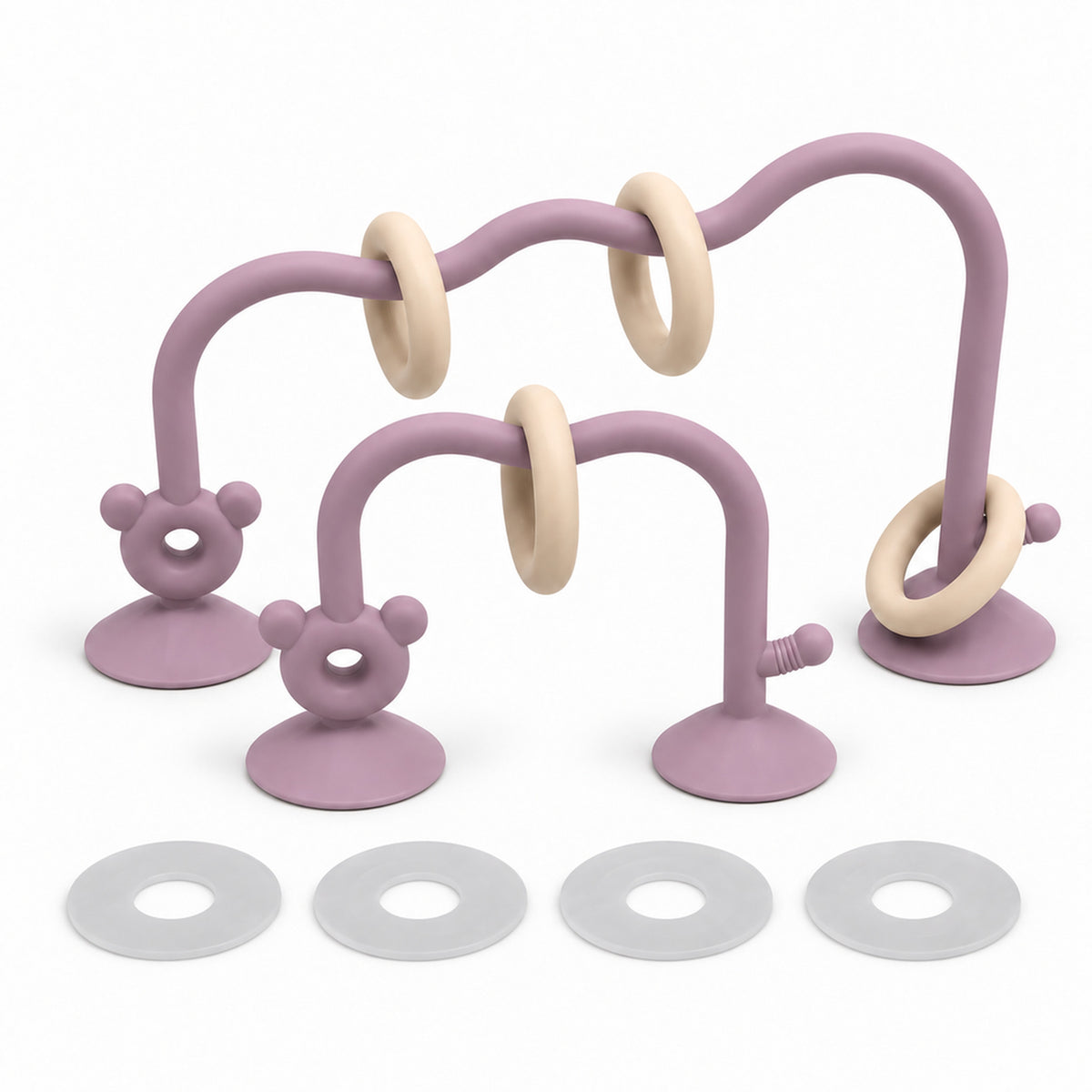 Lumiwee Abacus Suction Cup Toy for High Chairs, Mauve + 4 Suction Gaskets option