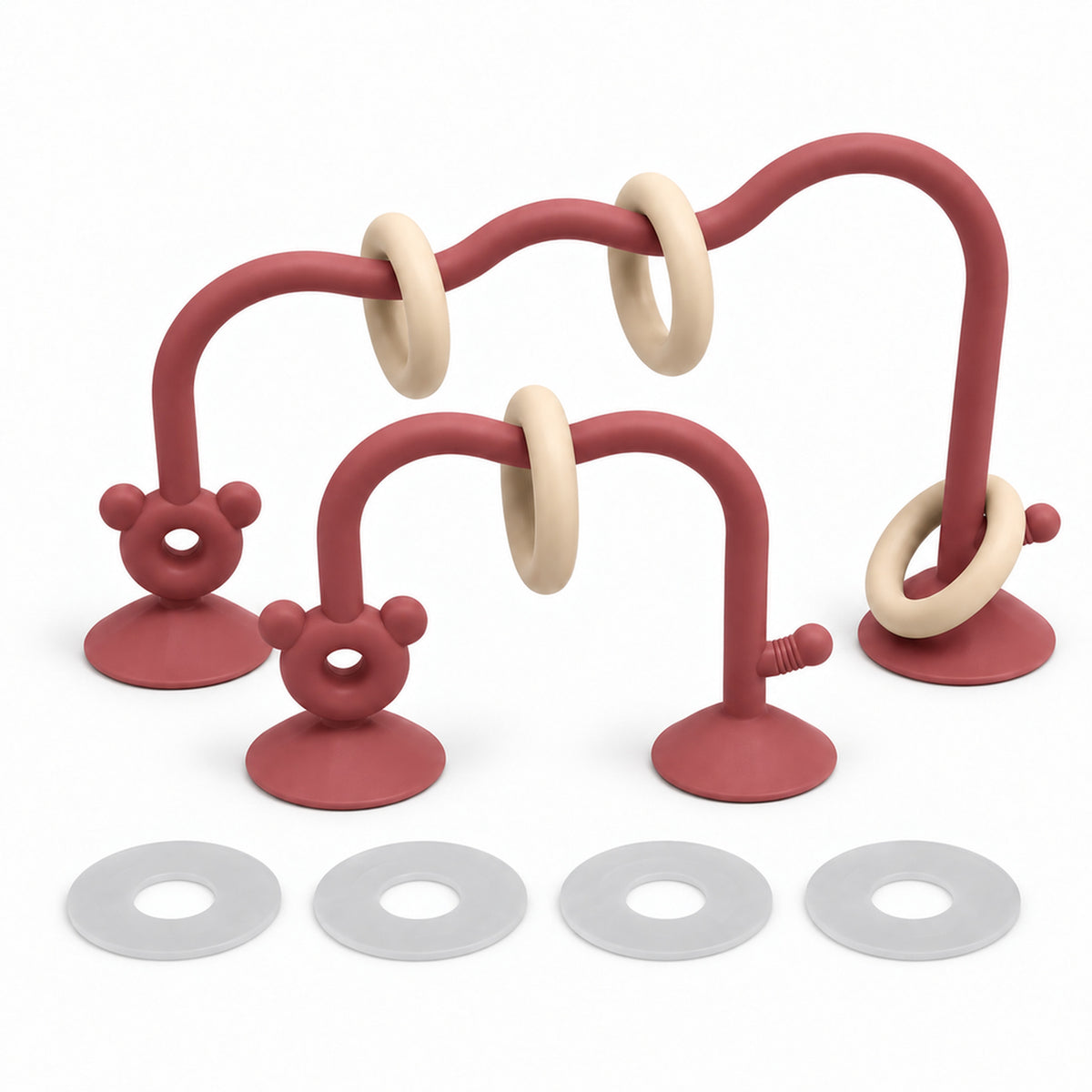 Lumiwee Abacus Suction Cup Toy for High Chairs, Wine Red + 4 Suction Gaskets option