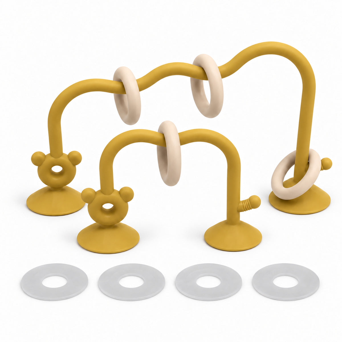 Lumiwee Abacus Suction Cup Toy for High Chairs, Mustard + 4 Suction Gaskets option