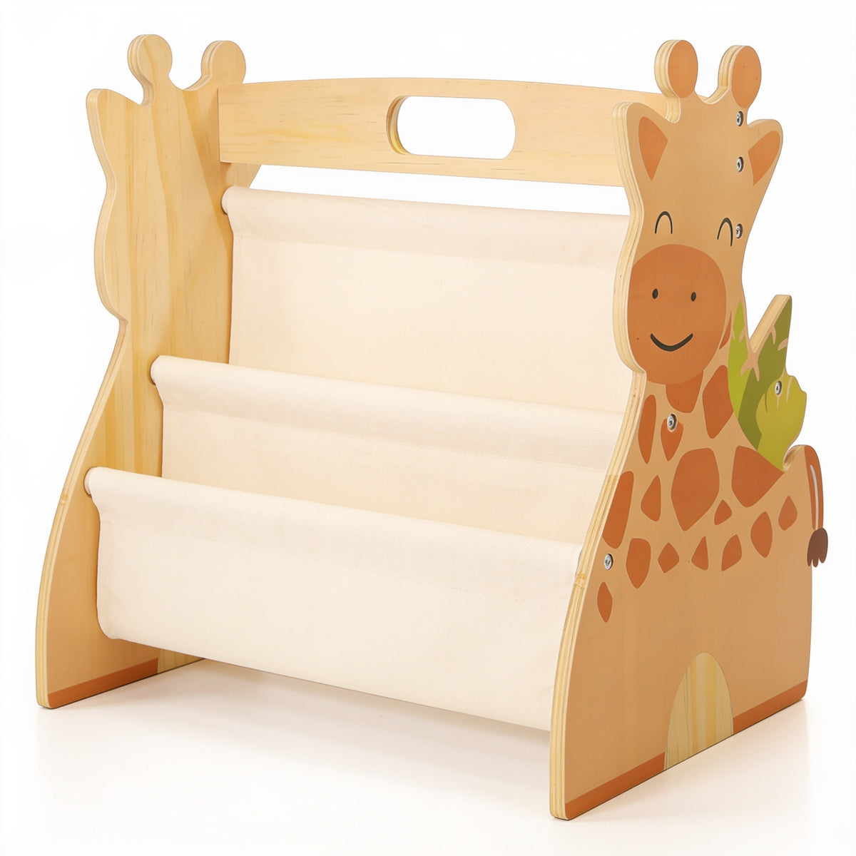 Lumiwee Alder Montessori book rack: giraffe book rack on a white background