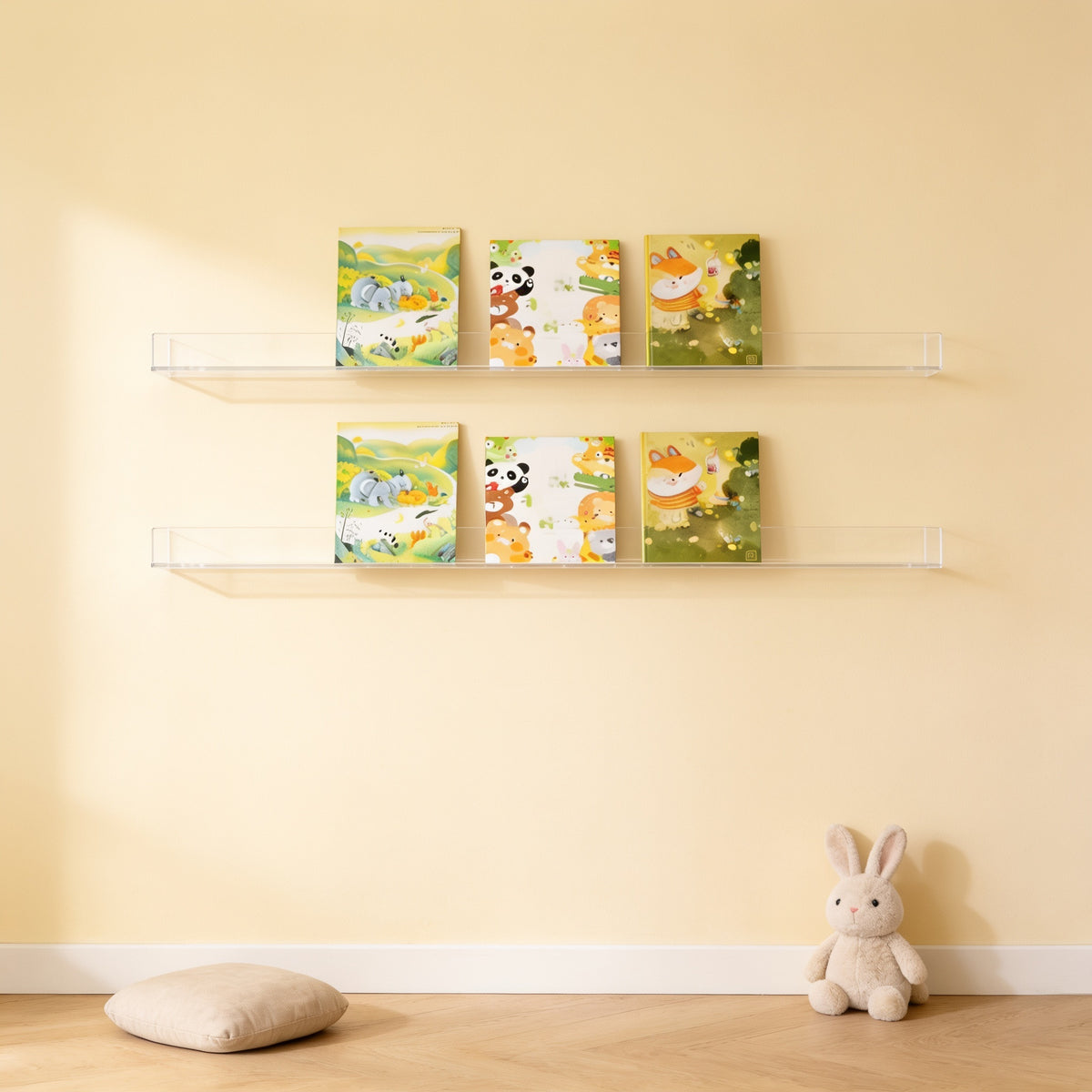 Lumiwee Aspen wall-mounted picture book shelf, 2 Pcs – Nail Mount option, in a bright room