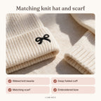 Lumiwee infographic: Bow - Matching knit hat and scarf