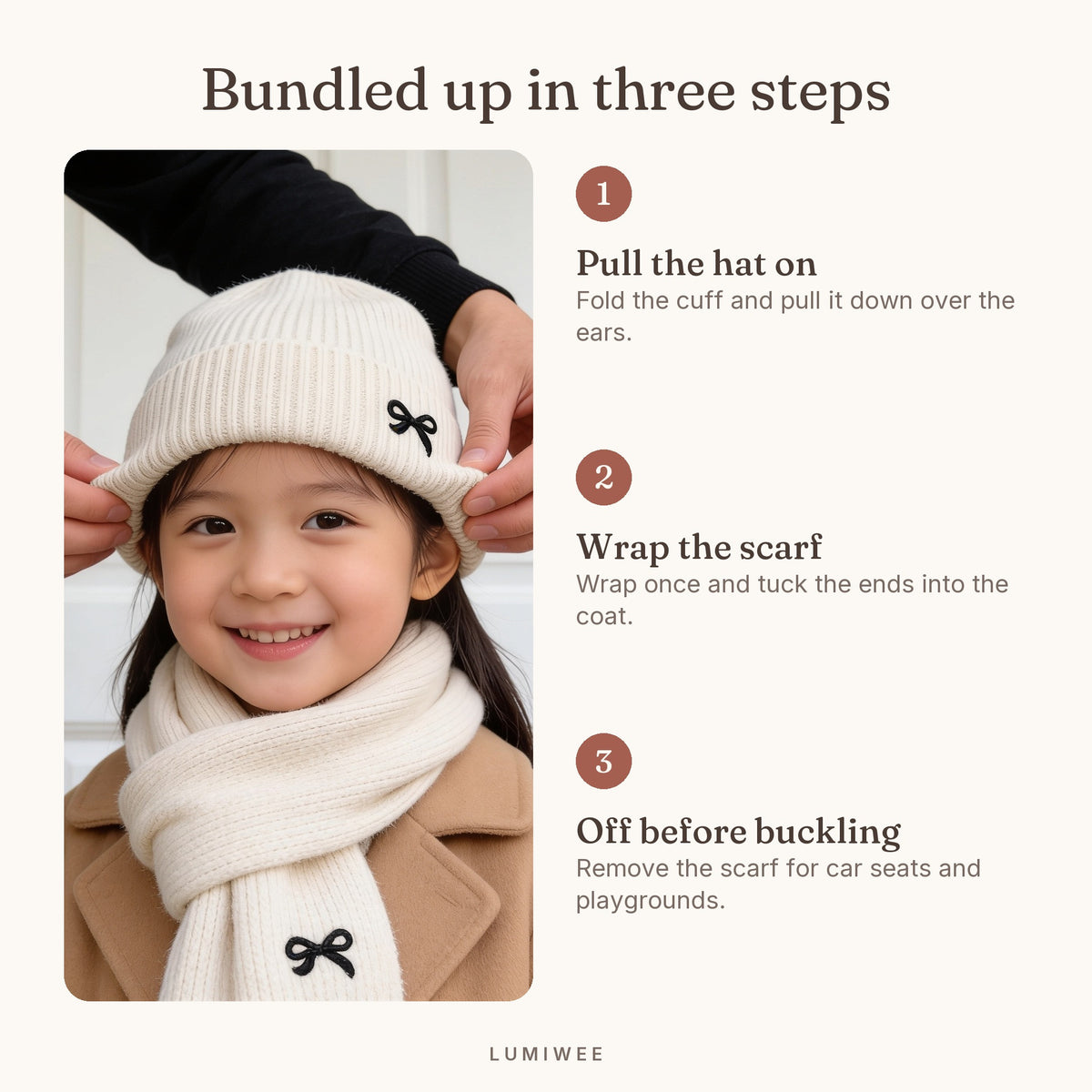 Lumiwee infographic: Bow - Bundled up in three steps