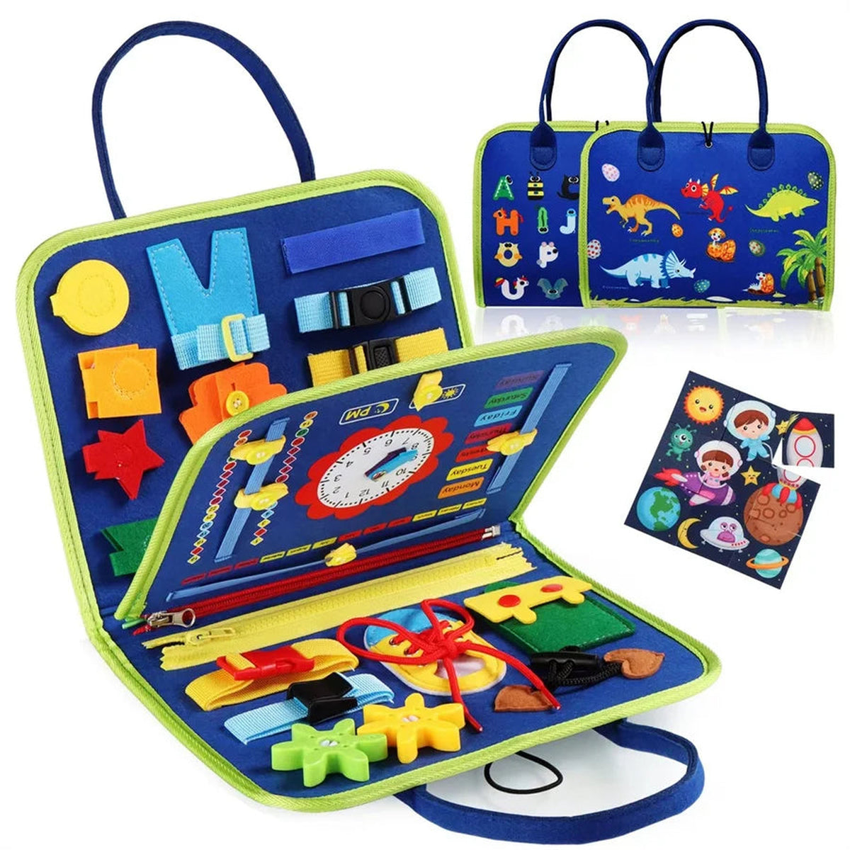Lumiwee Bramble Montessori Busy Board for Toddlers, Navy Dinosaur option