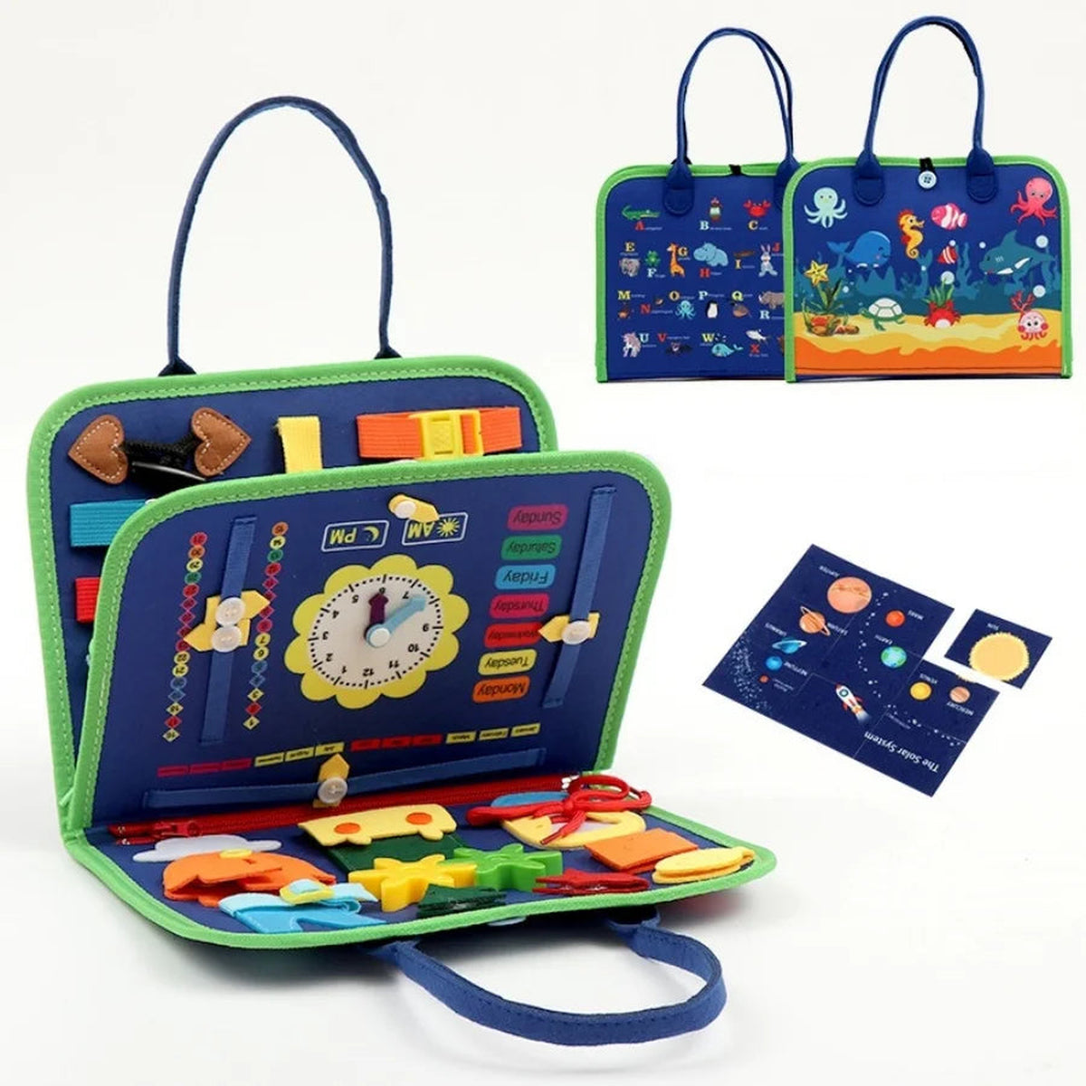Lumiwee Bramble Montessori Busy Board for Toddlers, Navy Ocean option