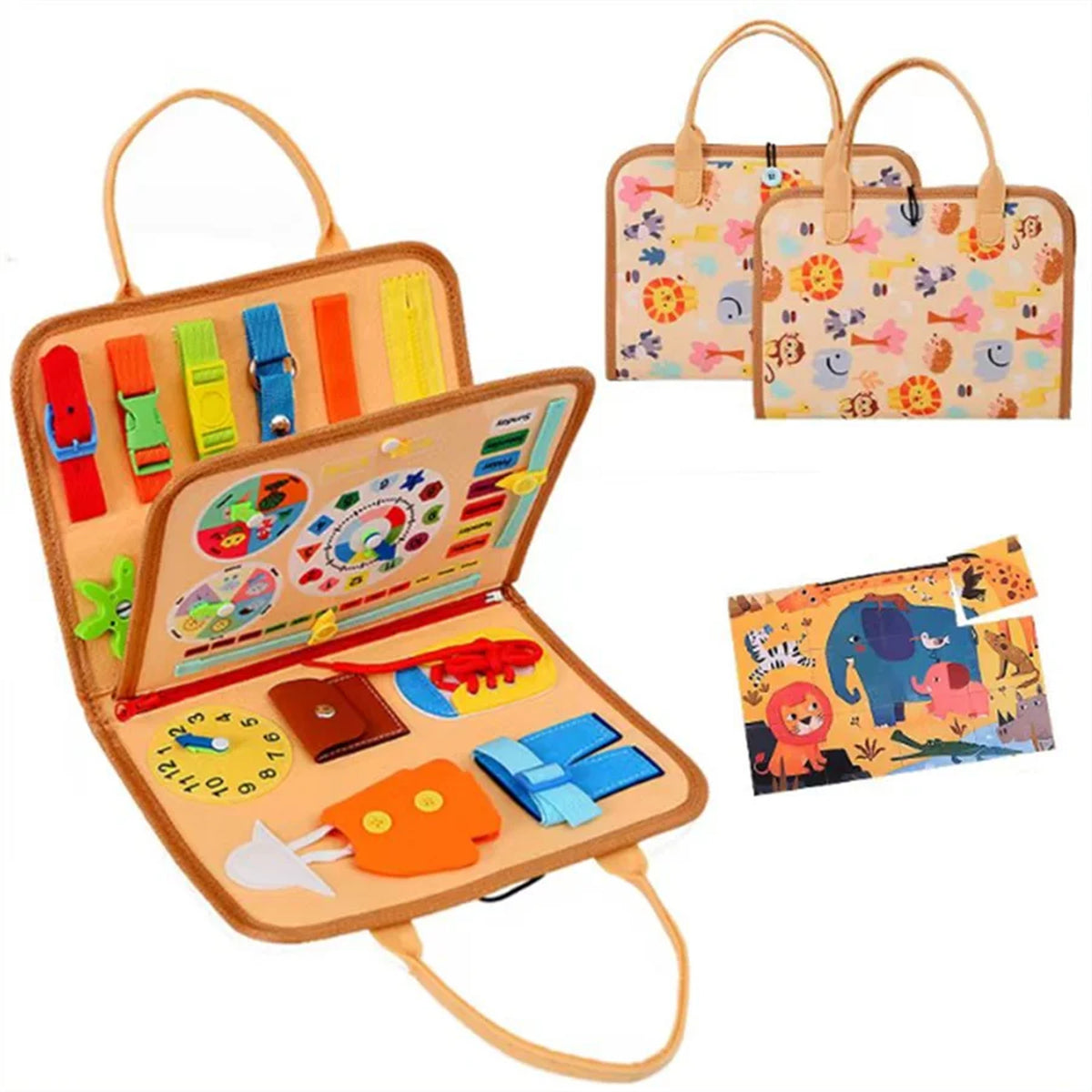 Lumiwee Bramble Montessori Busy Board for Toddlers, Tan Jungle option