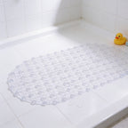 Lumiwee Brook kids suction-cup shower mat: clear suction-cup shower mat on a shower floor