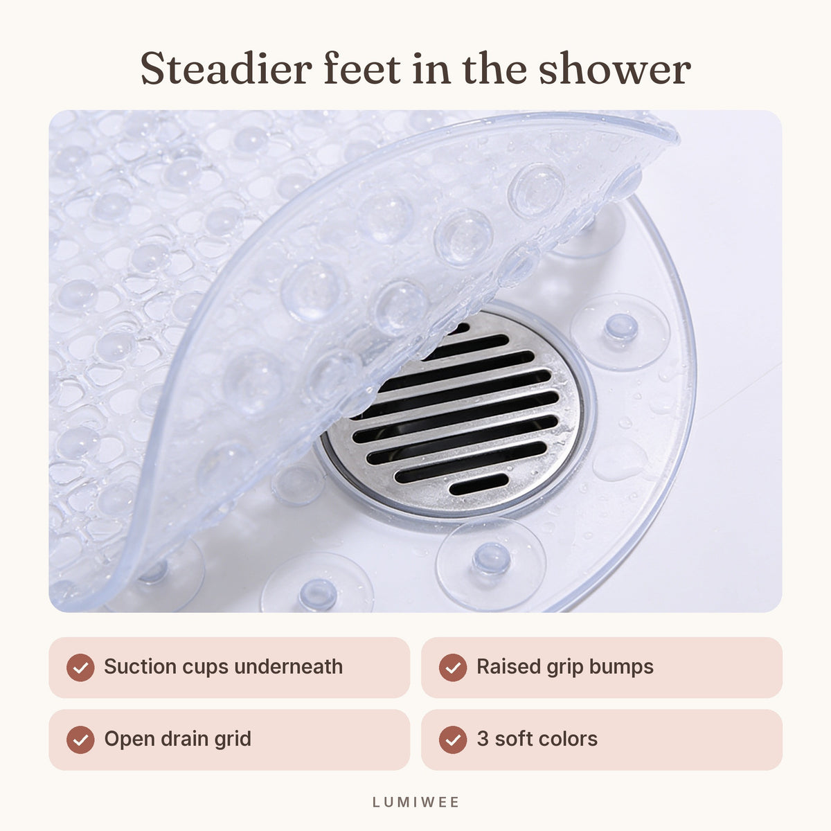 Lumiwee infographic: Brook - Steadier feet in the shower