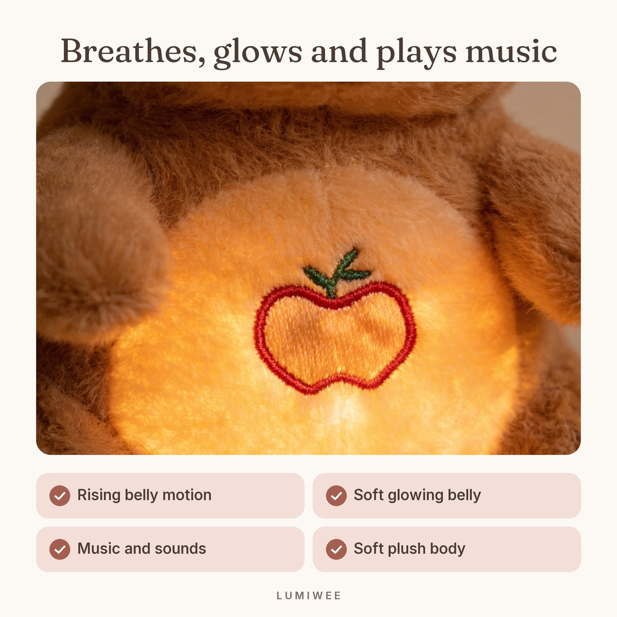 Lumiwee infographic: Capy - Breathes, glows and plays music