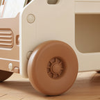 Lumiwee Cedar truck toy and book cart: close-up of the wheel and front grille
