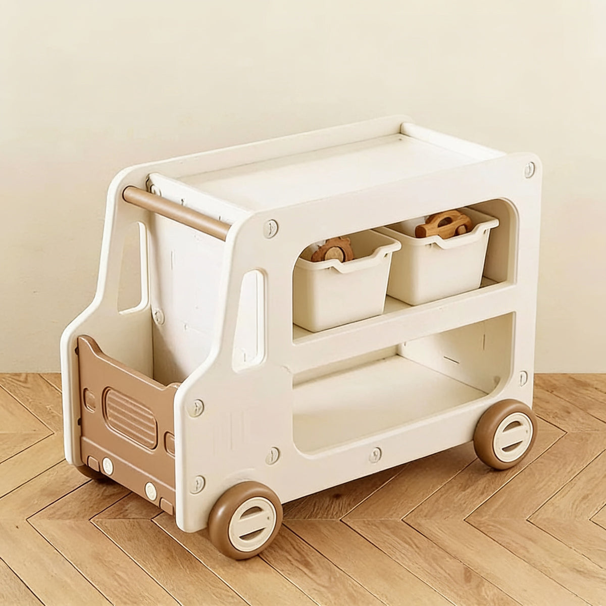 Lumiwee Cedar truck toy and book cart: cart with storage bins holding toys