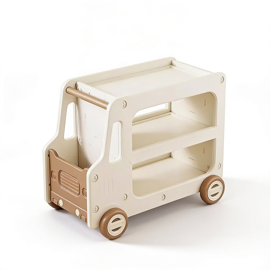 Lumiwee Cedar truck toy and book cart: brown truck book cart on a white background