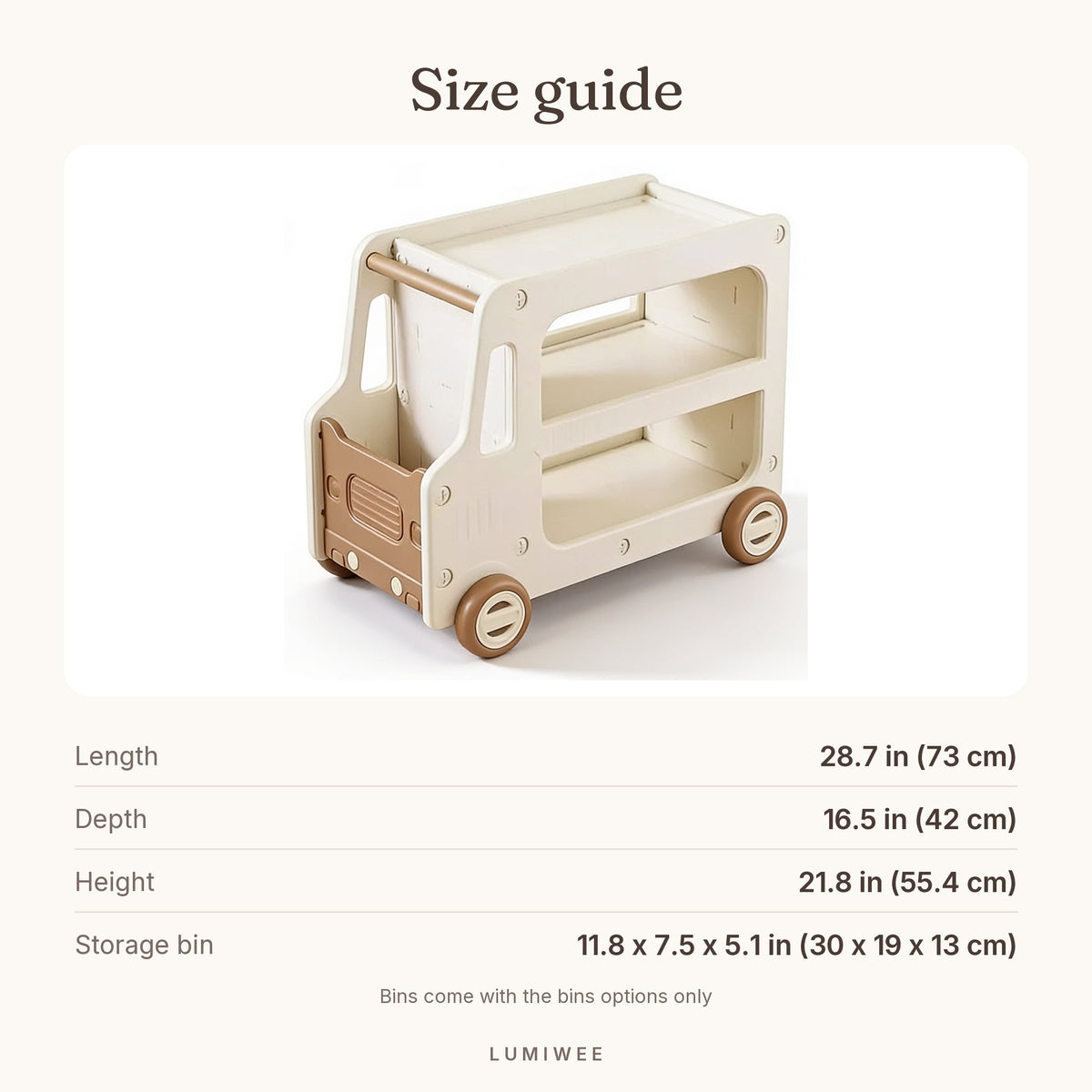 Lumiwee infographic: Cedar - Size guide