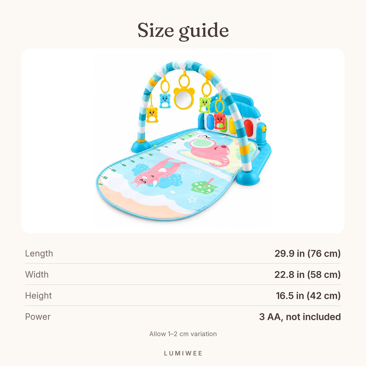 Lumiwee infographic: Clover - Size guide