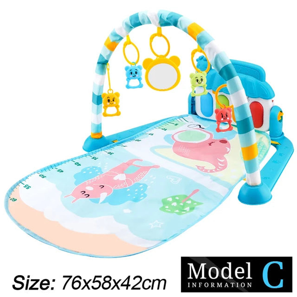 Lumiwee Clover Piano Baby Play Mat, Blue Elephant with Mirror option