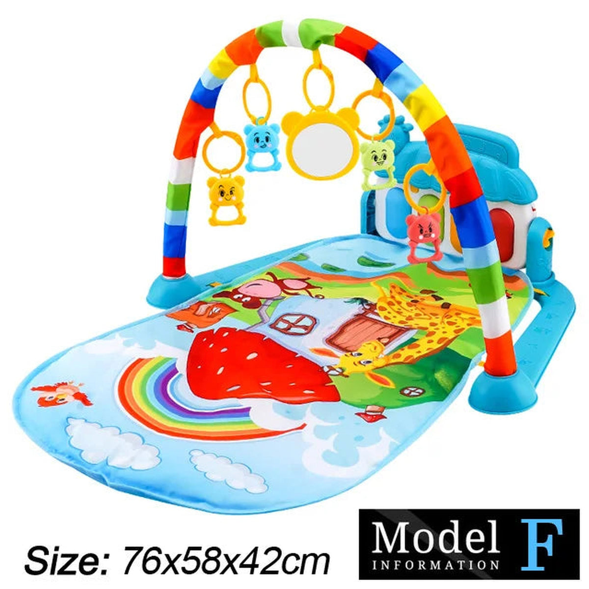 Lumiwee Clover Piano Baby Play Mat, Strawberry House with Mirror option