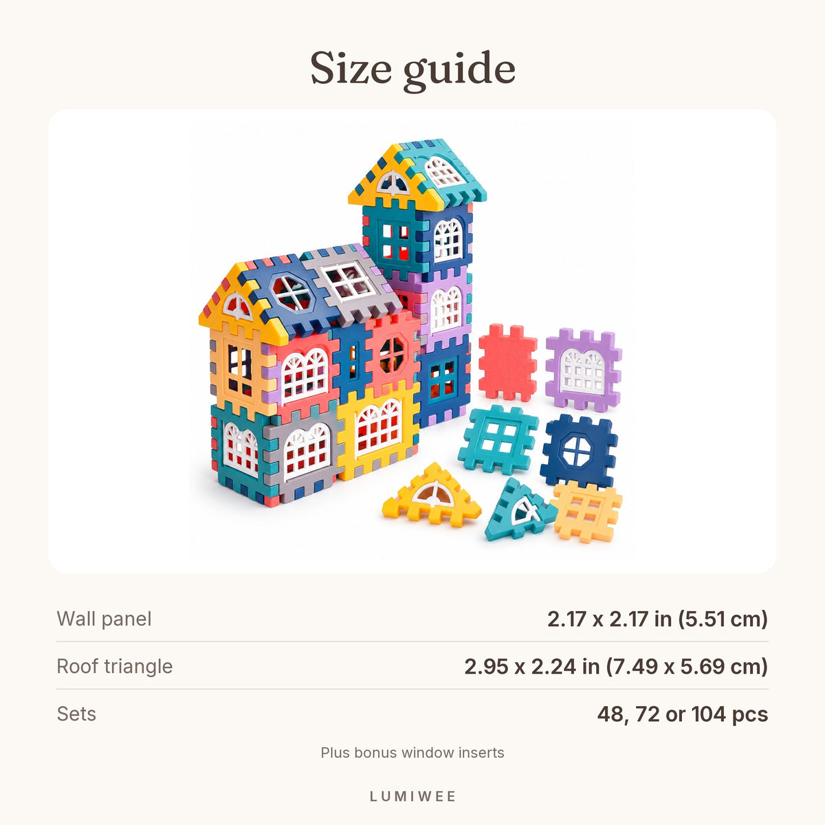 Lumiwee infographic: Cottage - Size guide
